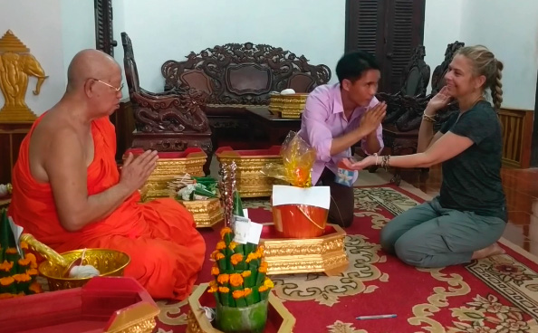 Priest Blessing in Laos